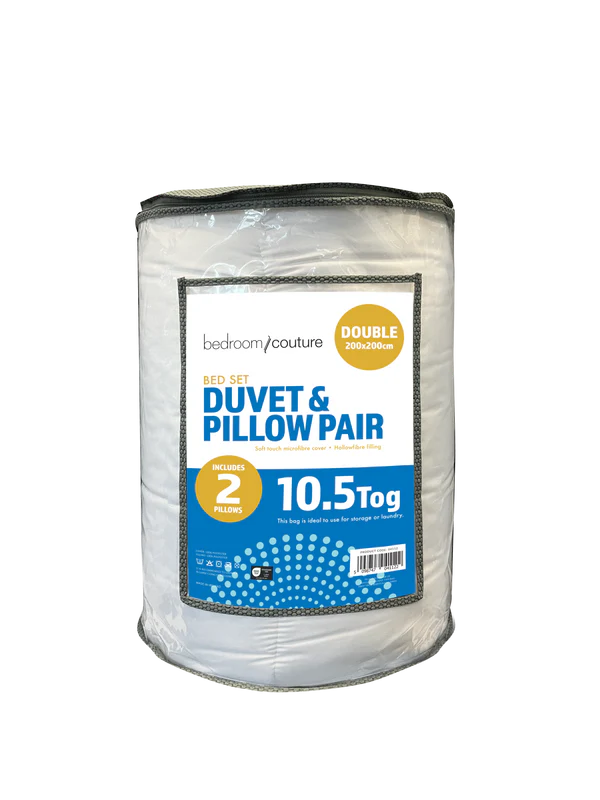Bedroom Couture Duvet & Pillow Set 10.5 Tog  | White