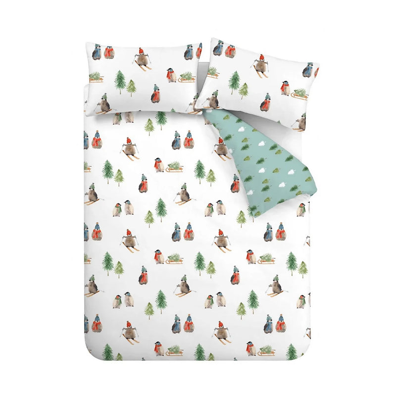 Catherine Lansfield Brushed Cotton Penguin Set | Green