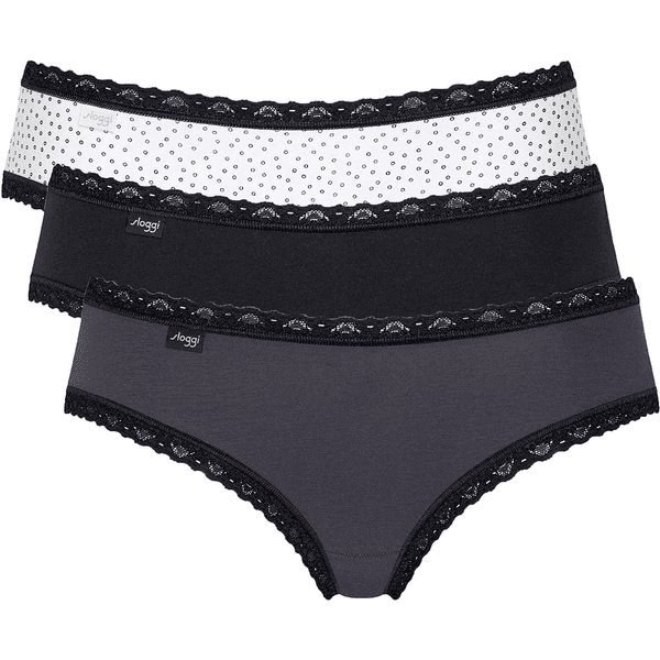 10198269 Sloggi Weekend Hipster 3 Pack Black Print