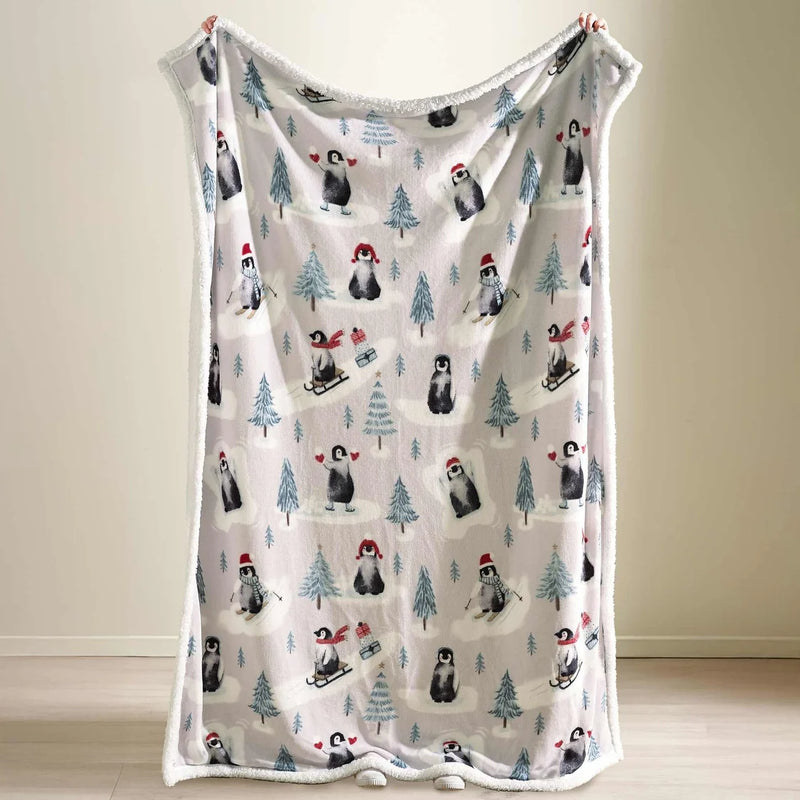 Catherine Lansfield Christmas Penguins Throw | Natural 385732