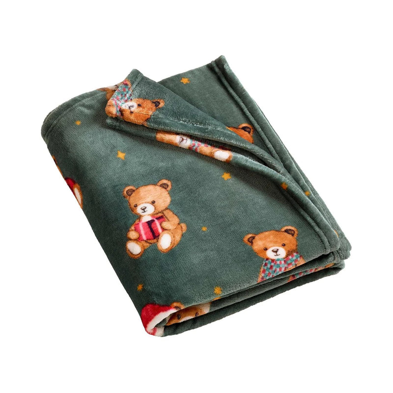 Catherine Lansfield Tartan Teddy Bear Throw | Green 385737