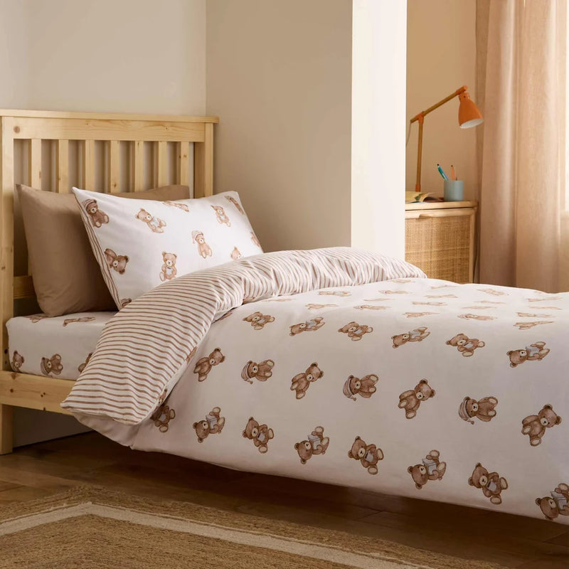 Catherine Lansfield Brushed Teddy Bear Quilt Set | Cream