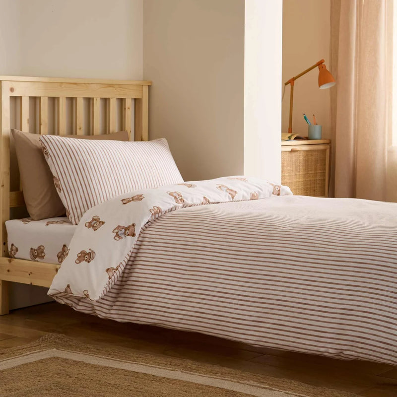 Catherine Lansfield Brushed Teddy Bear Quilt Set | Cream