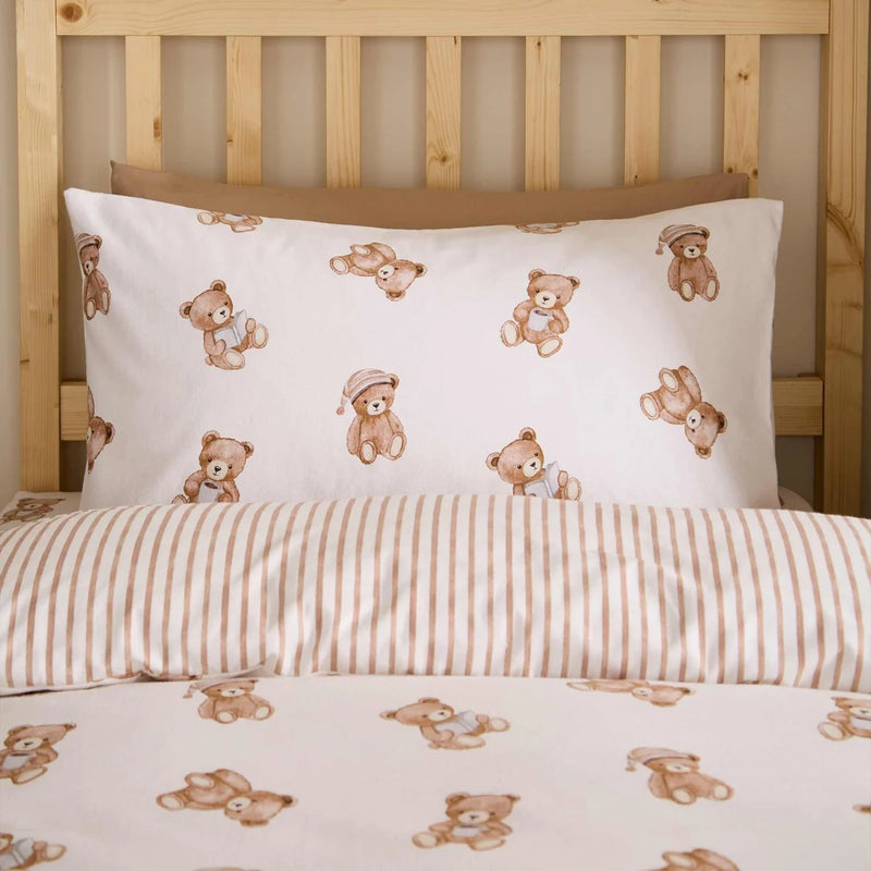 Catherine Lansfield Brushed Teddy Bear Quilt Set | Cream