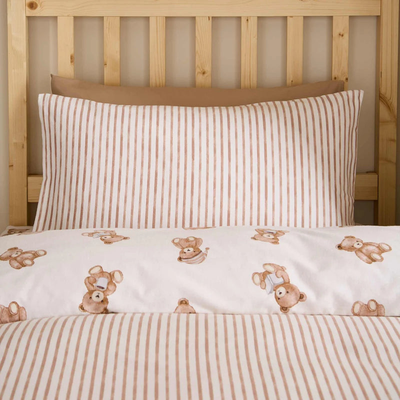Catherine Lansfield Brushed Teddy Bear Quilt Set | Cream