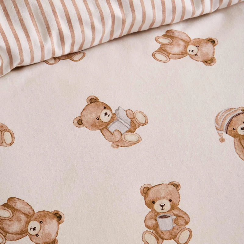 Catherine Lansfield Brushed Teddy Bear Quilt Set | Cream