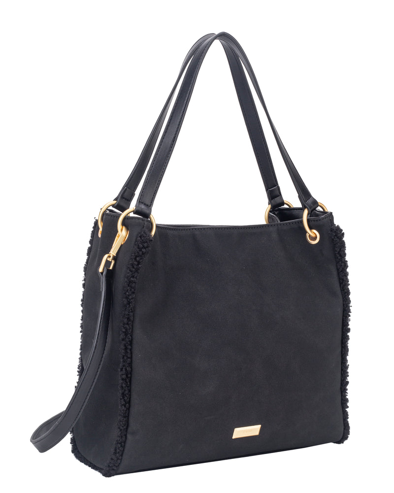 Gionni Bloom Bouclé Trim Tote Bag | Black 11G2911
