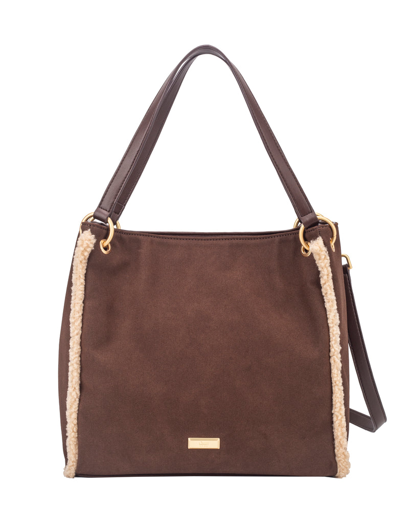 Gionni Bloom Bouclé Trim Tote Bag | Brown  11G2911