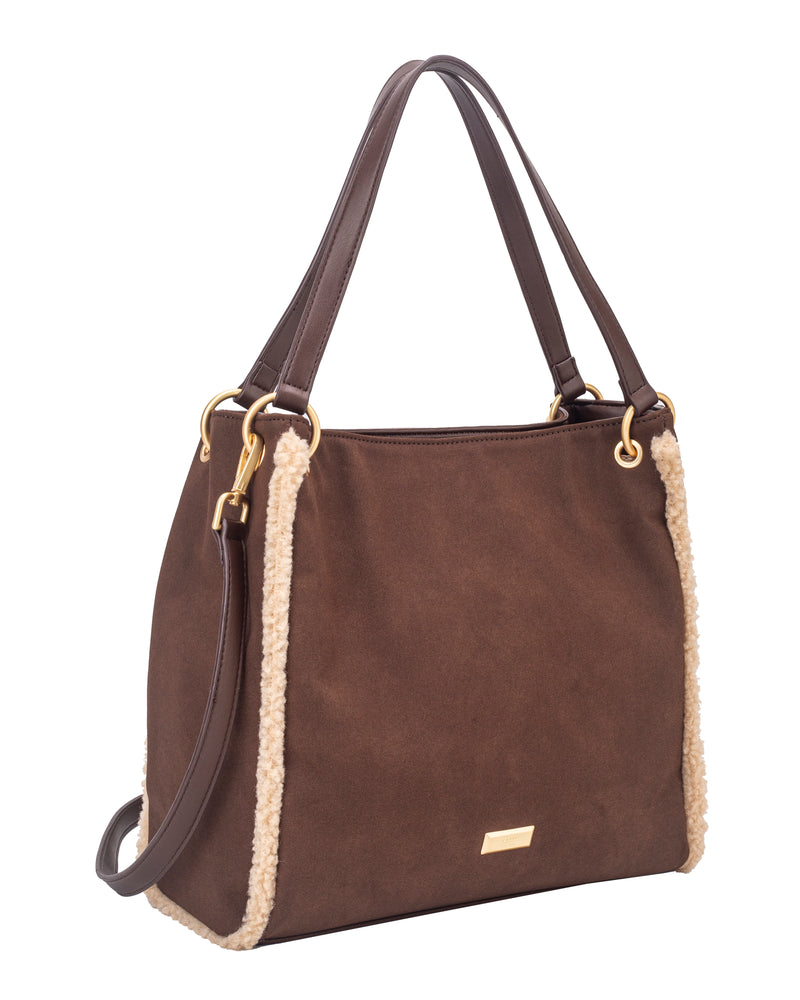 Gionni Bloom Bouclé Trim Tote Bag | Brown  11G2911