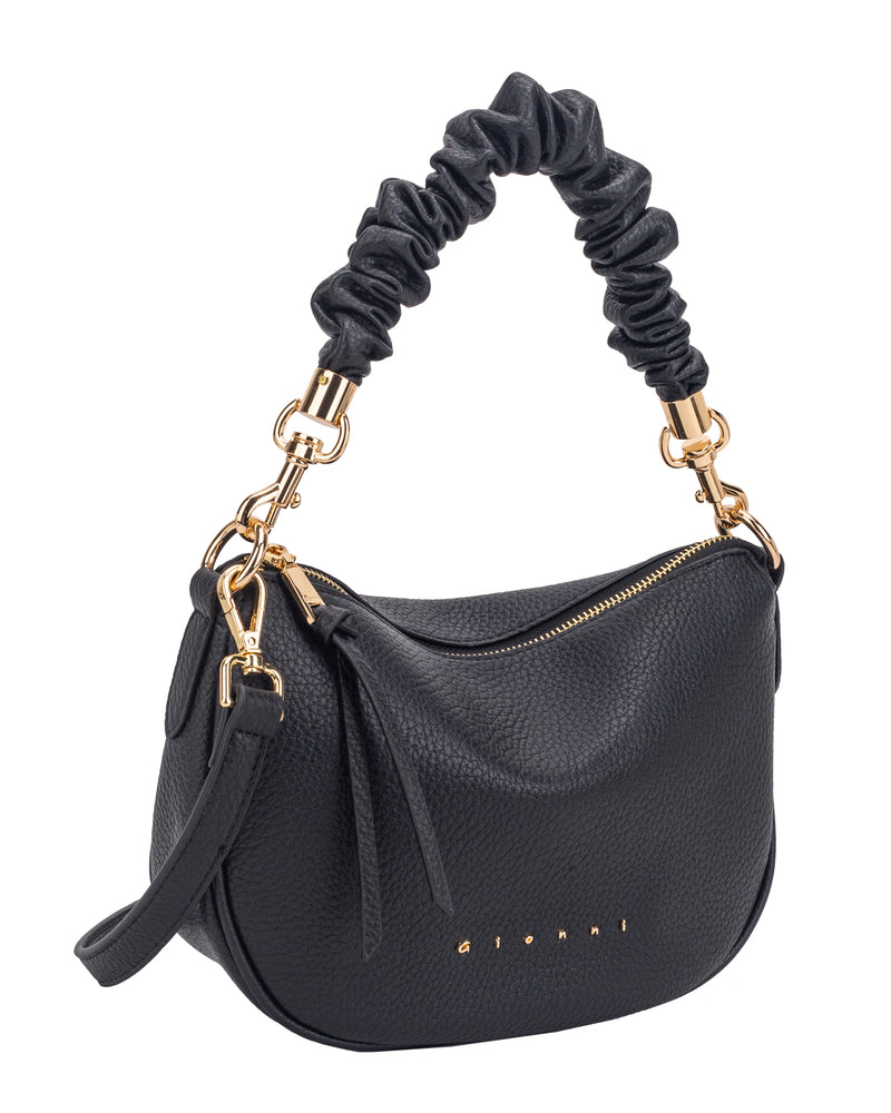 Gionni Musk Scrunchie Handle Curved Shoulder Bag | Black 11G2914