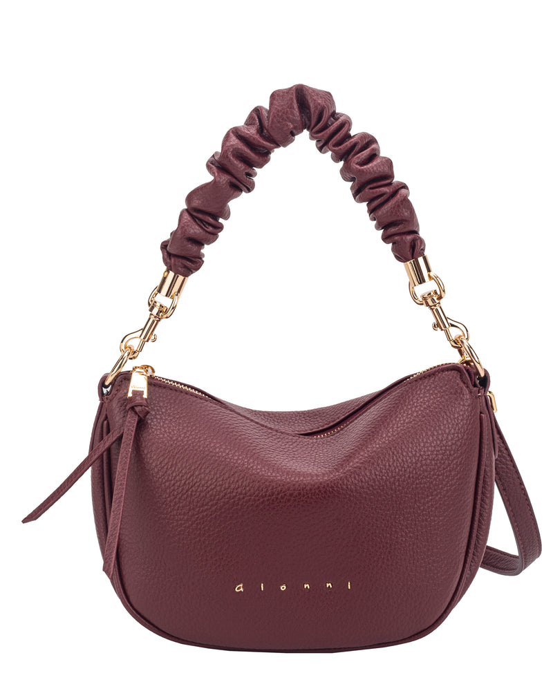 Gionni Musk Scrunchie Handle Curved Shoulder Bag | Burgandy 11G2914