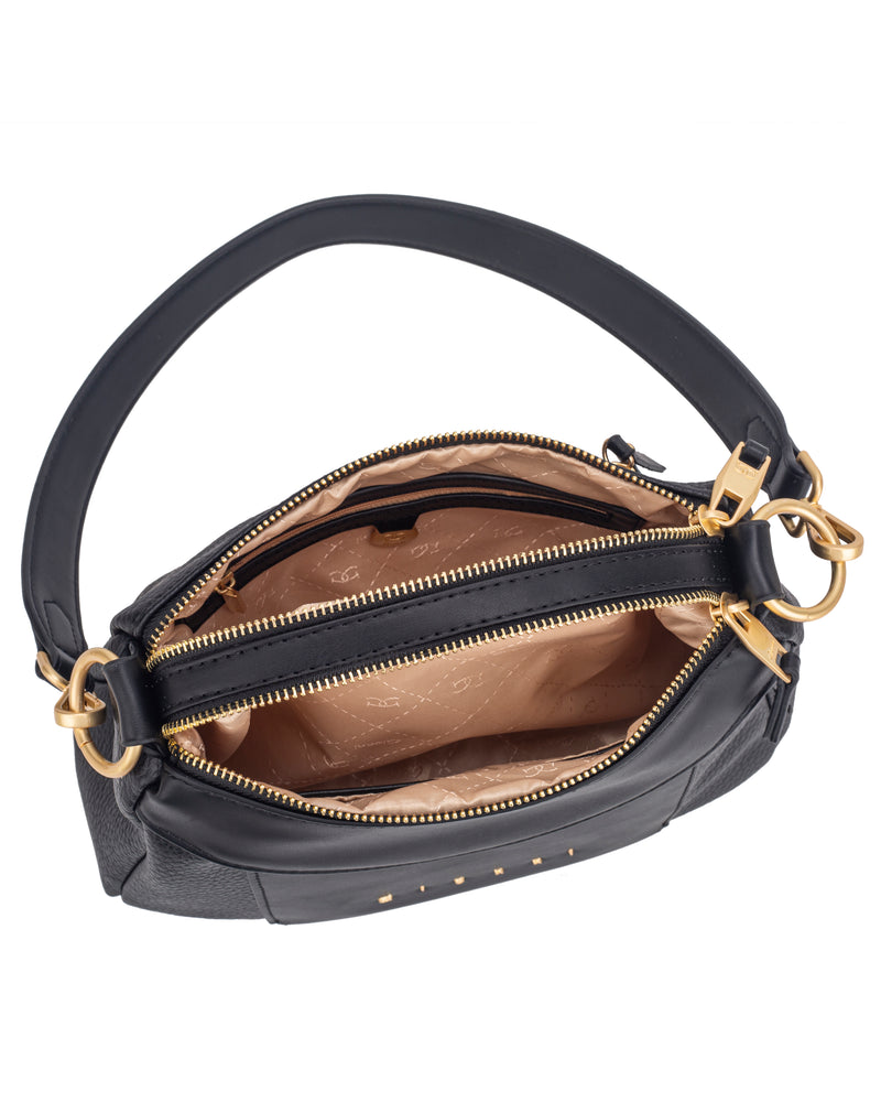 Gionni Saffron Double Zip Shoulder Bag | Black 11G2917