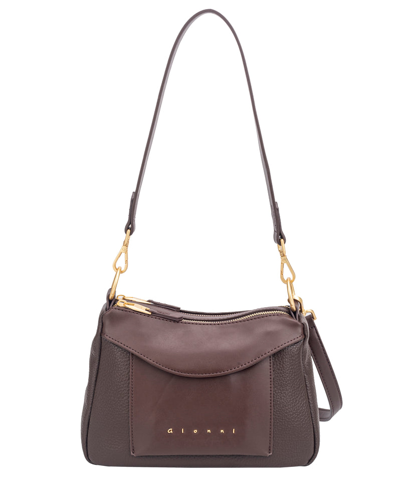 Gionni Saffron Double Zip Shoulder Bag | Brown 11G2917