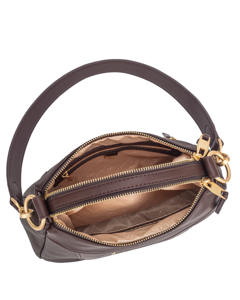 Gionni Saffron Double Zip Shoulder Bag | Brown 11G2917