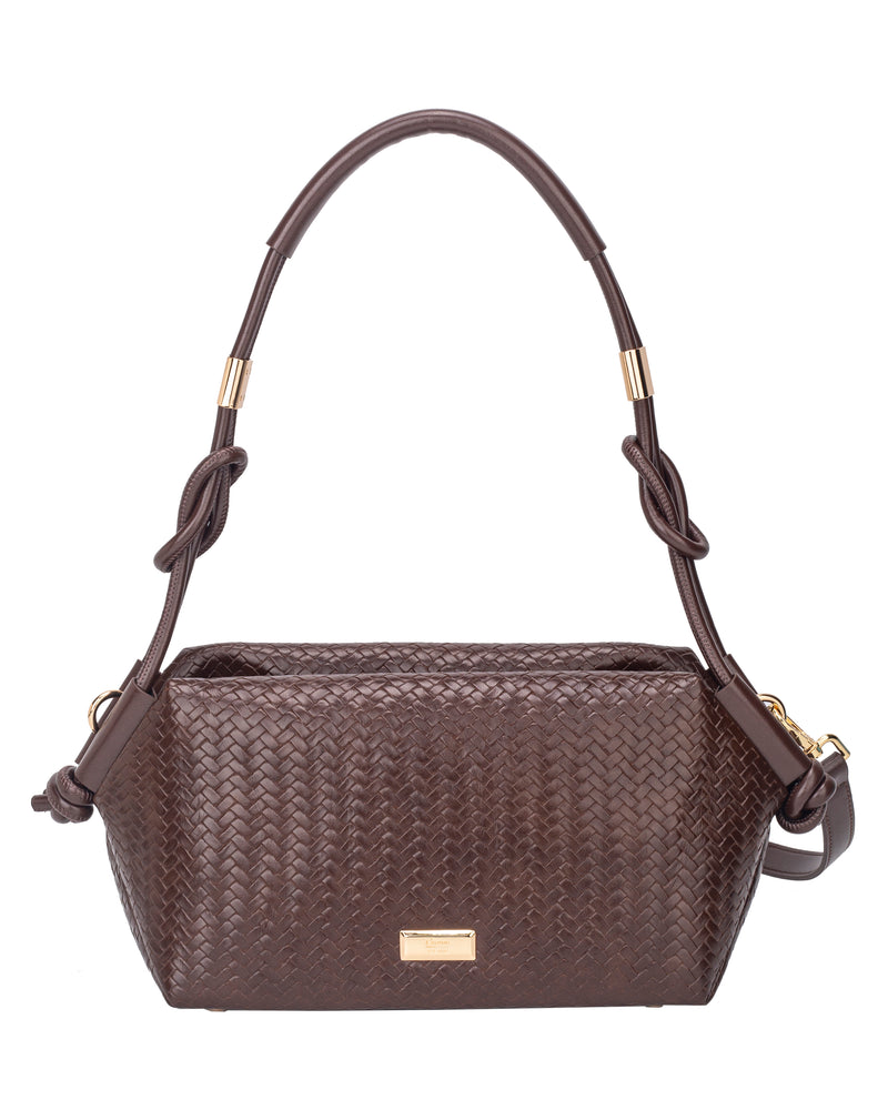 Gionni Neroli Woven Knot Handle Shoulder Bag | Brown 11G2919
