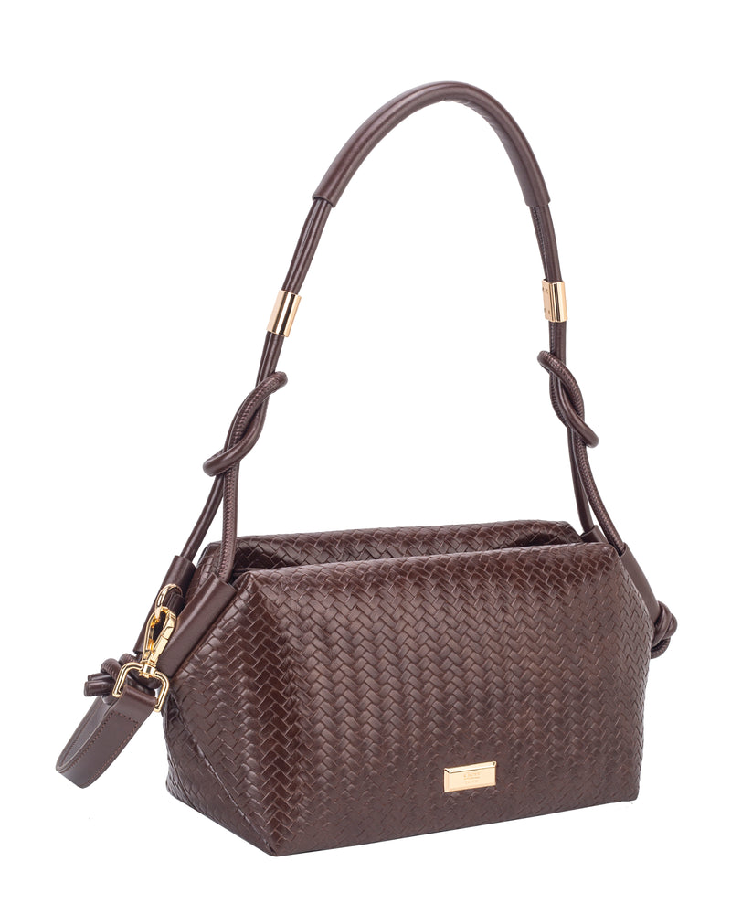 Gionni Neroli Woven Knot Handle Shoulder Bag | Brown 11G2919