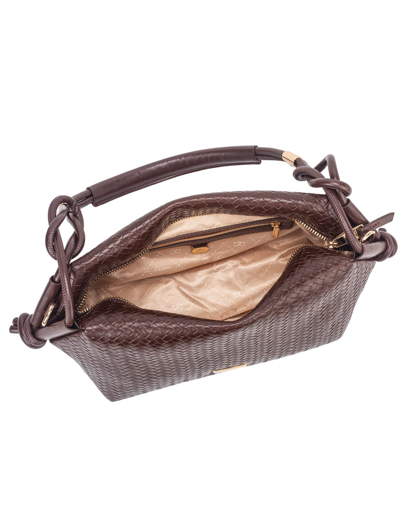 Gionni Neroli Woven Knot Handle Shoulder Bag | Brown 11G2919