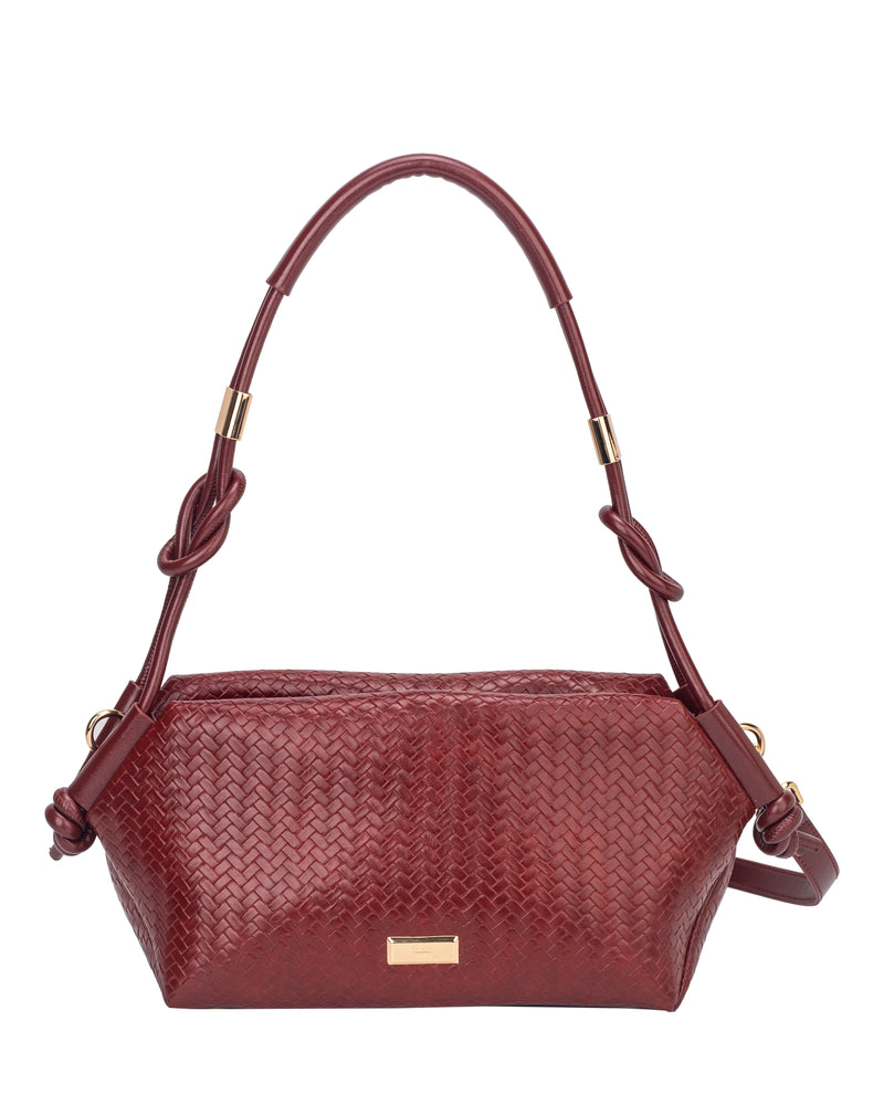 Gionni Neroli Woven Knot Handle Shoulder Bag | Red 11G2919