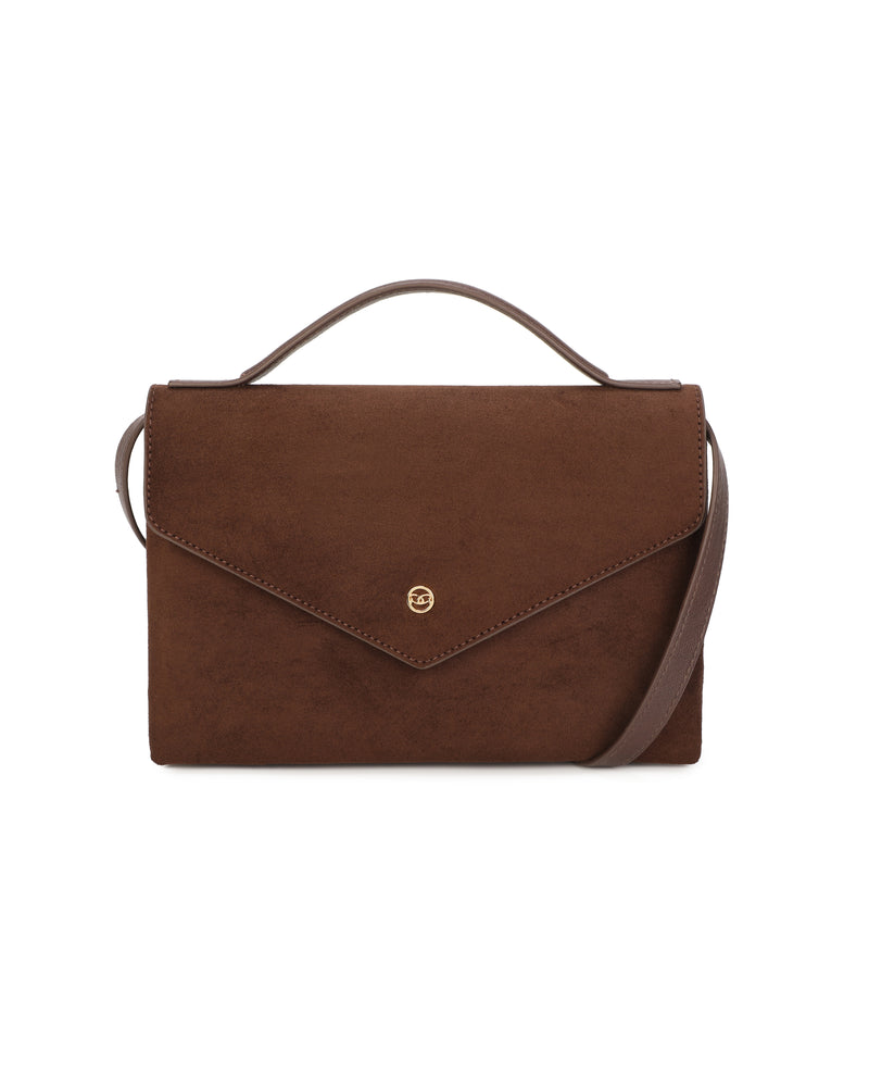 Gionni Vetiver Suede Envelope Shoulder Bag | Brown 11G2931