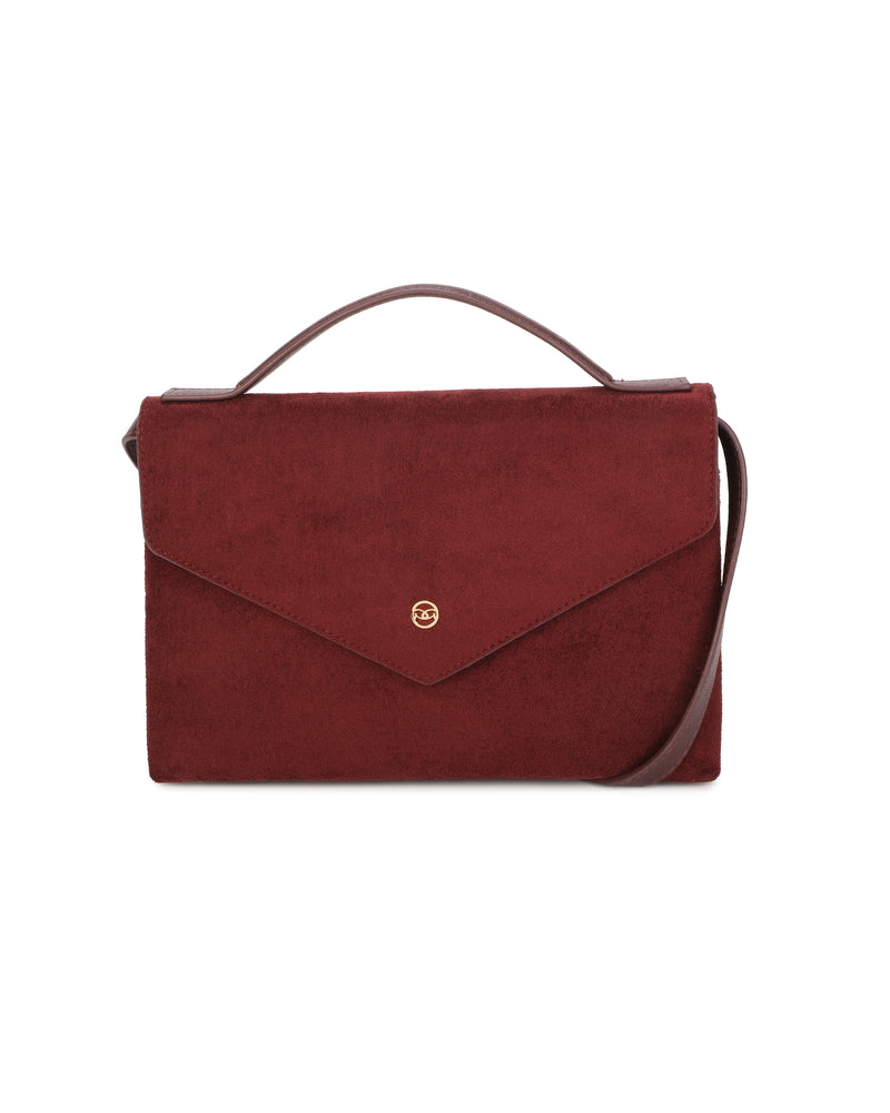 Gionni Vetiver Suede Envelope Shoulder Bag | Maroon 11G2931