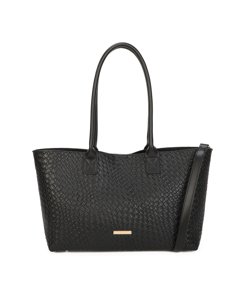 Gionni Sage Woven Shopper Bag | Black 11G2937