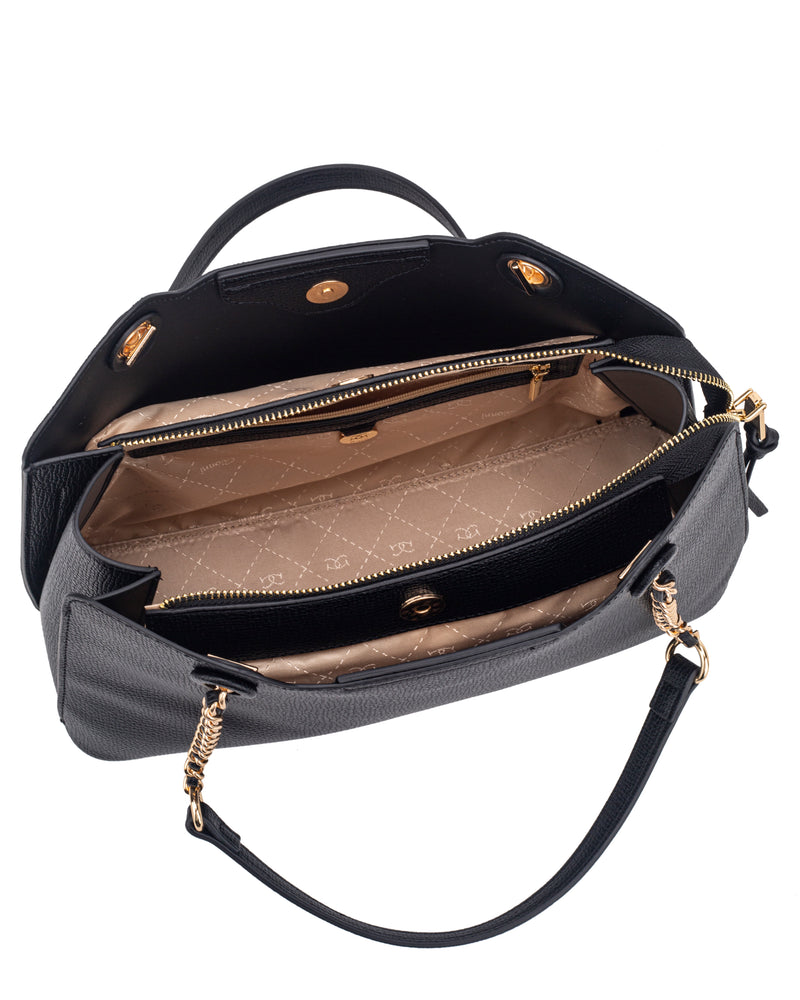 Gionni Rosewood Saffiano Double Chain Handle Shoulder Bag | Black 11G2947