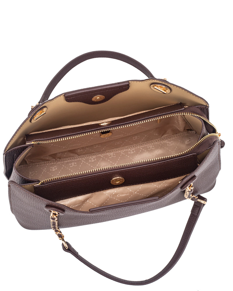 Gionni Rosewood Saffiano Double Chain Handle Shoulder Bag | Brown 11G2947