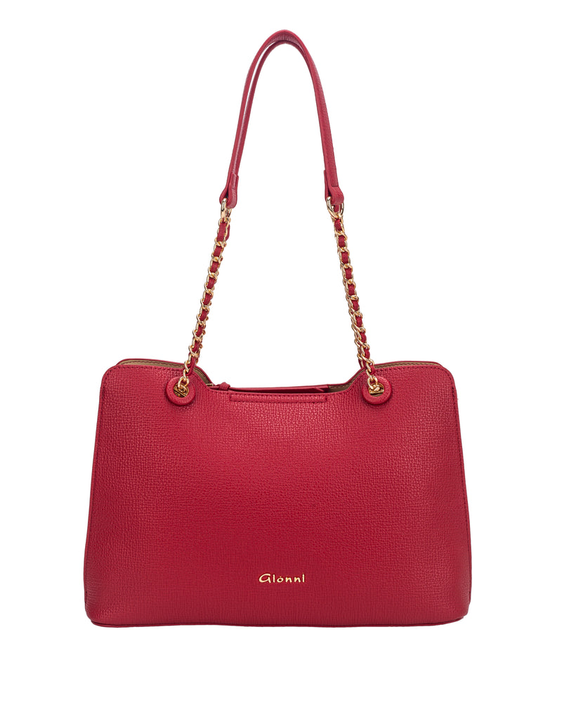 Gionni Rosewood Saffiano Double Chain Handle Shoulder Bag | Red 11G2947