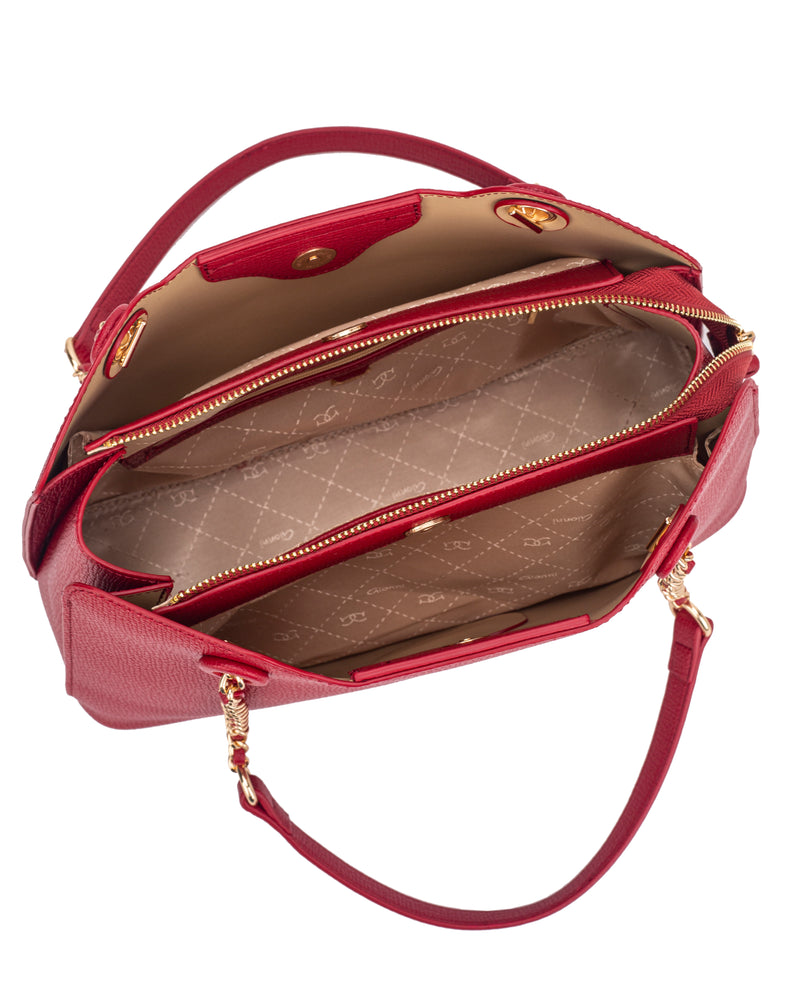 Gionni Rosewood Saffiano Double Chain Handle Shoulder Bag | Red 11G2947
