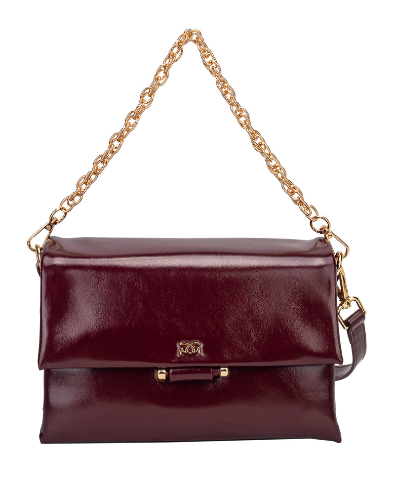 Gionni Magnolia Patent Chain Strap Crossbody Bag | Burgandy 11G2951