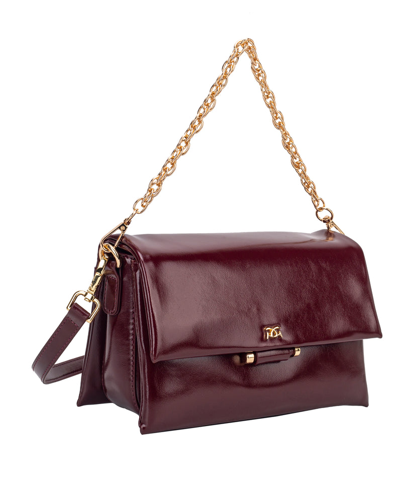 Gionni Magnolia Patent Chain Strap Crossbody Bag | Burgandy 11G2951