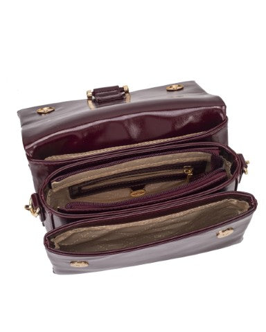 Gionni Magnolia Patent Chain Strap Crossbody Bag | Burgandy 11G2951
