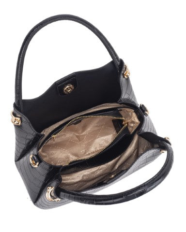 Gionni Oud Croc Embossed Double Handle Grab Bag | Black 11G2953