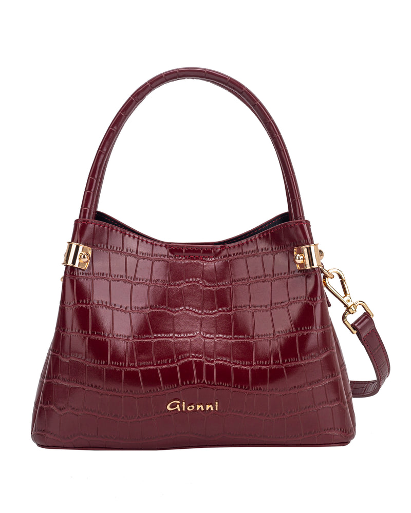 Gionni Oud Croc Embossed Double Handle Grab Bag | Red 11G2953