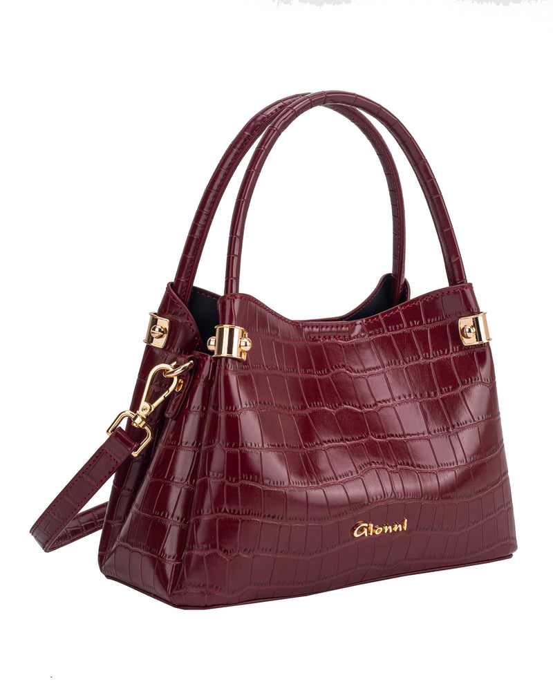 Gionni Oud Croc Embossed Double Handle Grab Bag | Red 11G2953