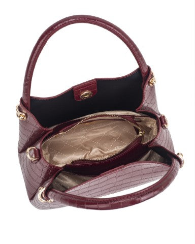 Gionni Oud Croc Embossed Double Handle Grab Bag | Red 11G2953