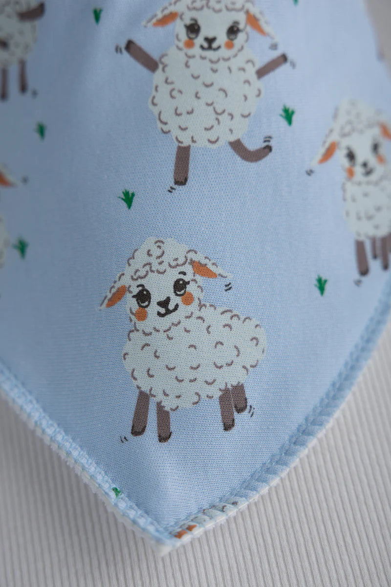 Babyboo Dancing Lamb  Bandana Bib | Blue