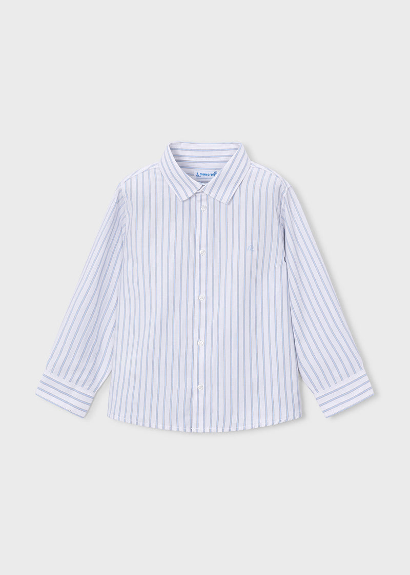Mayoral Boys Striped Long Sleeve Shirt | White/blue 146