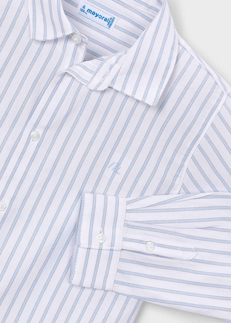 Mayoral Boys Striped Long Sleeve Shirt | White/blue 146