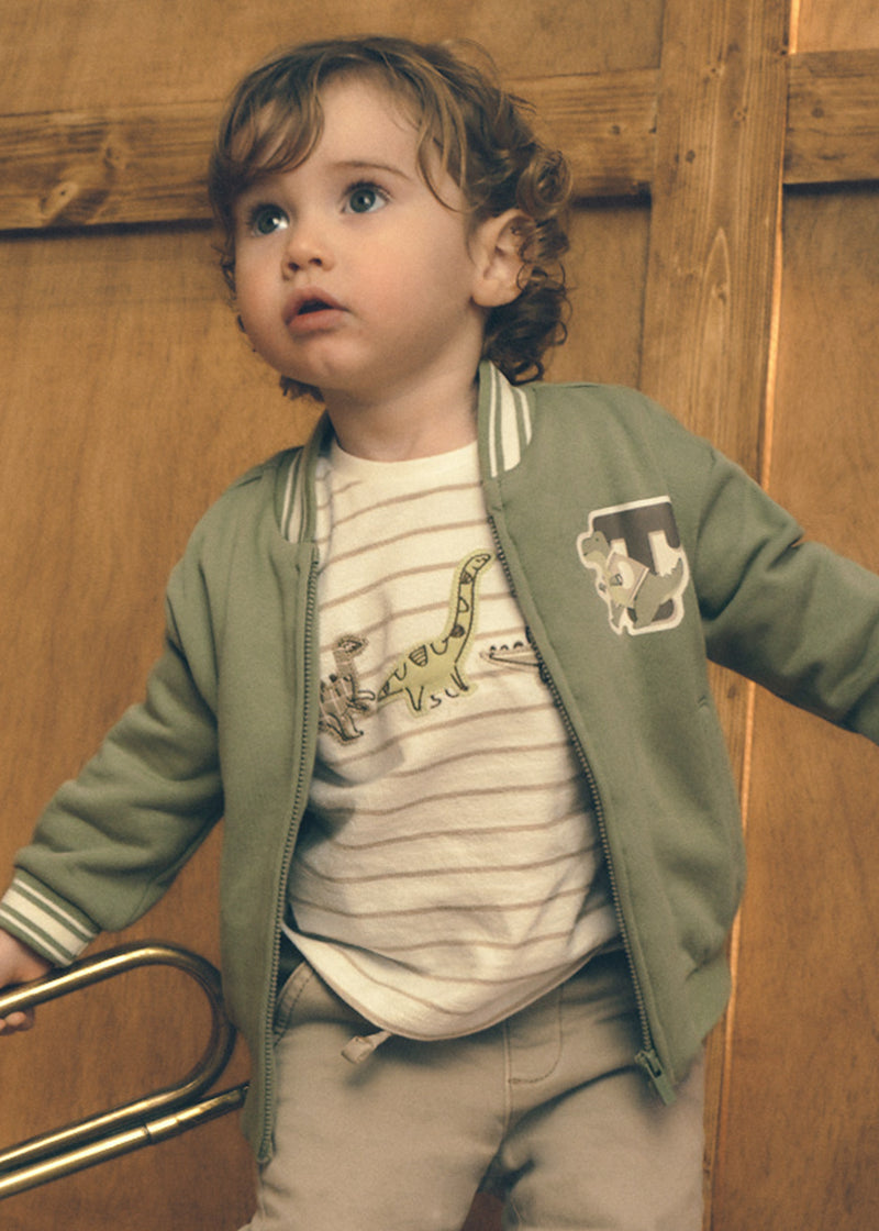 Mayoral Baby Boys Dinosaur Appliqué Striped T-Shirt | Mole 2005