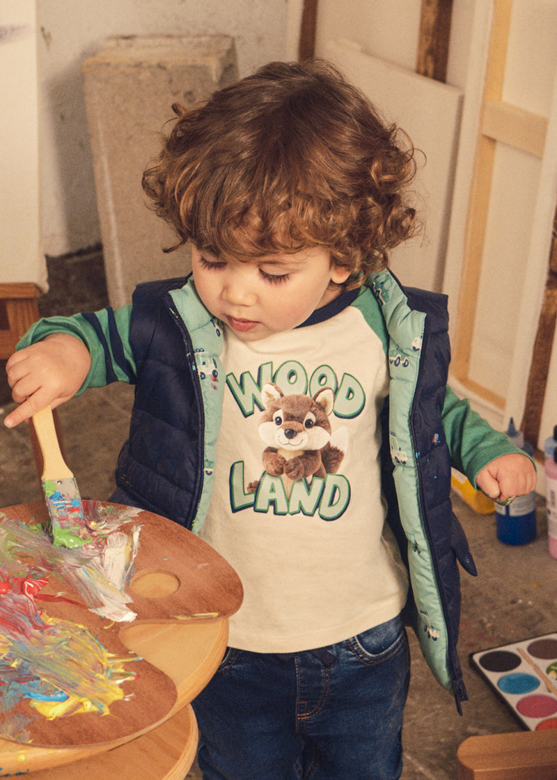 Mayoral Baby Boys Woodland Fox Raglan T-Shirt | Berry 2014