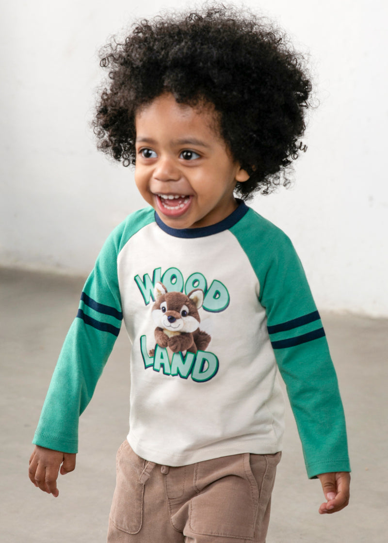 Mayoral Baby Boys Woodland Fox Raglan T-Shirt | Berry 2014