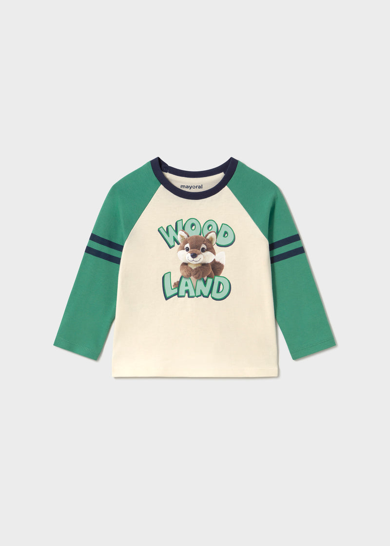 Mayoral Baby Boys Woodland Fox Raglan T-Shirt | Berry 2014