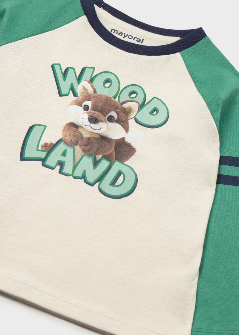 Mayoral Baby Boys Woodland Fox Raglan T-Shirt | Berry 2014