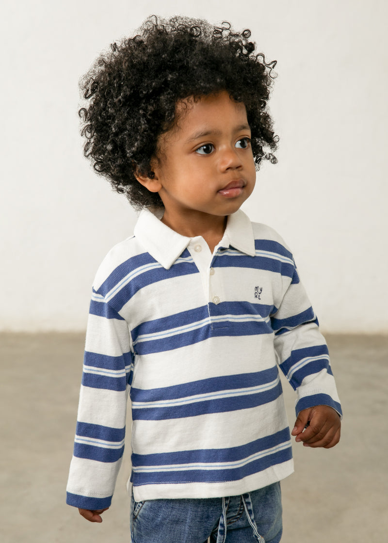 Mayoral Baby Boys Striped Rugby Polo T-Shirt | Indigo 2103