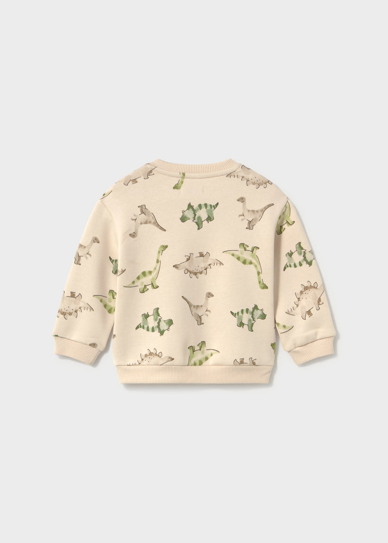 Mayoral Baby Boys All-Over Dinosaur Print Pullover | Taupe 2416
