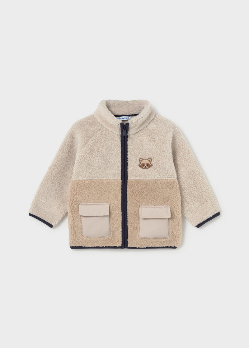 Mayoral Baby Boys Raccoon Sherpa Fleece Zip Jacket | Dark 2429