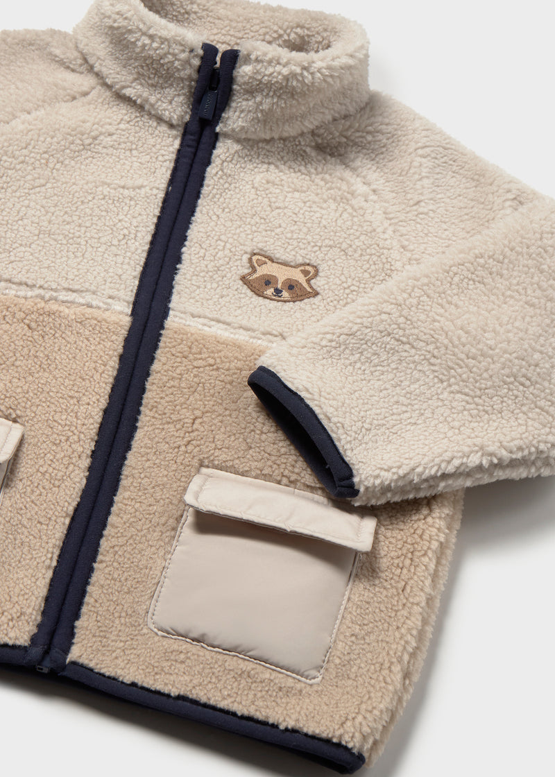 Mayoral Baby Boys Raccoon Sherpa Fleece Zip Jacket | Dark 2429