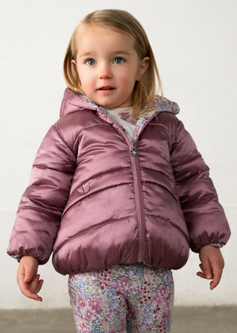 Mayoral Baby Girls Reversible Floral Padded Jacket | Lilac 2437