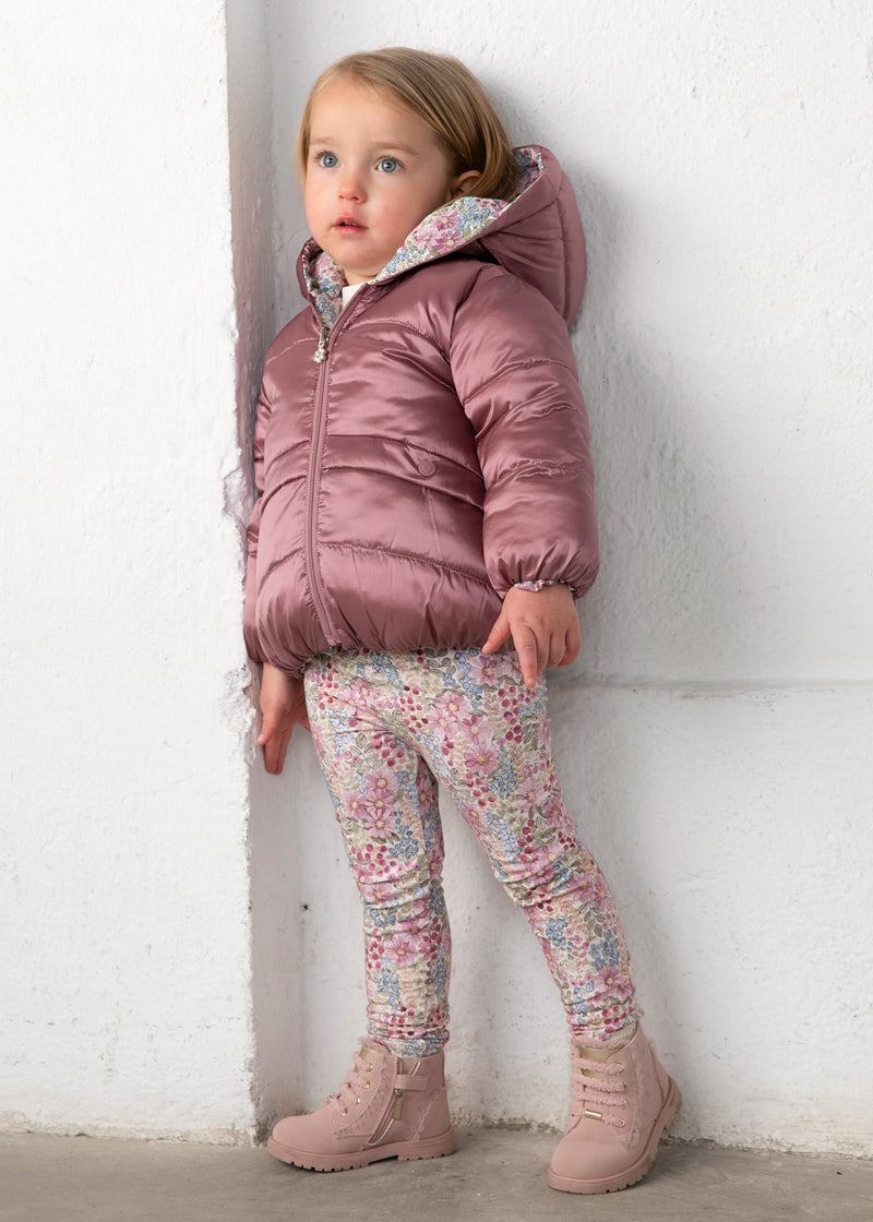 Mayoral Baby Girls Reversible Floral Padded Jacket | Lilac 2437